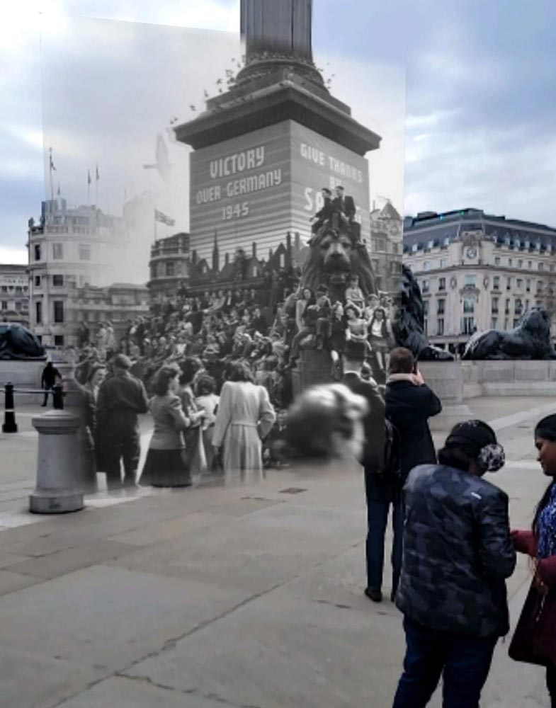 Historical overlay at Trafalgar Square